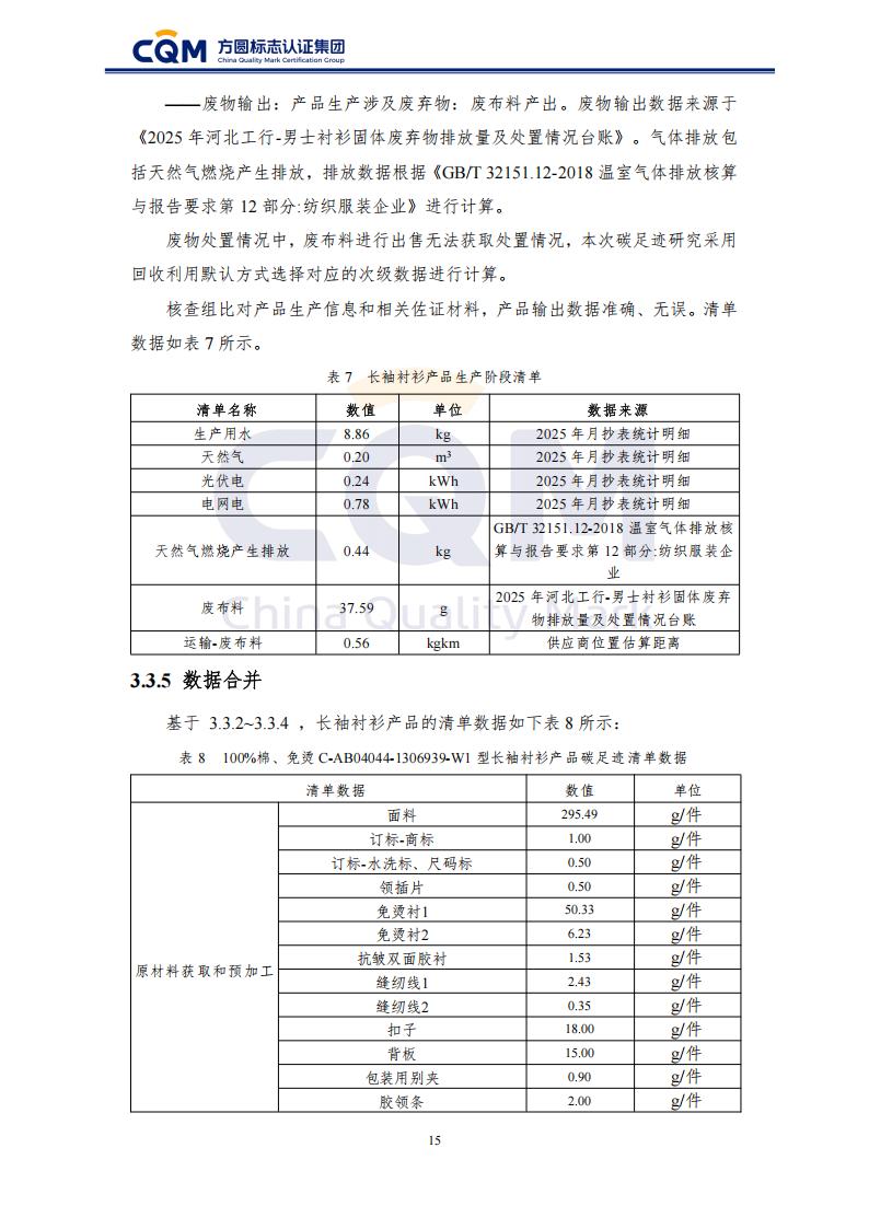 产品碳足迹核查报告-长袖衬衫_20